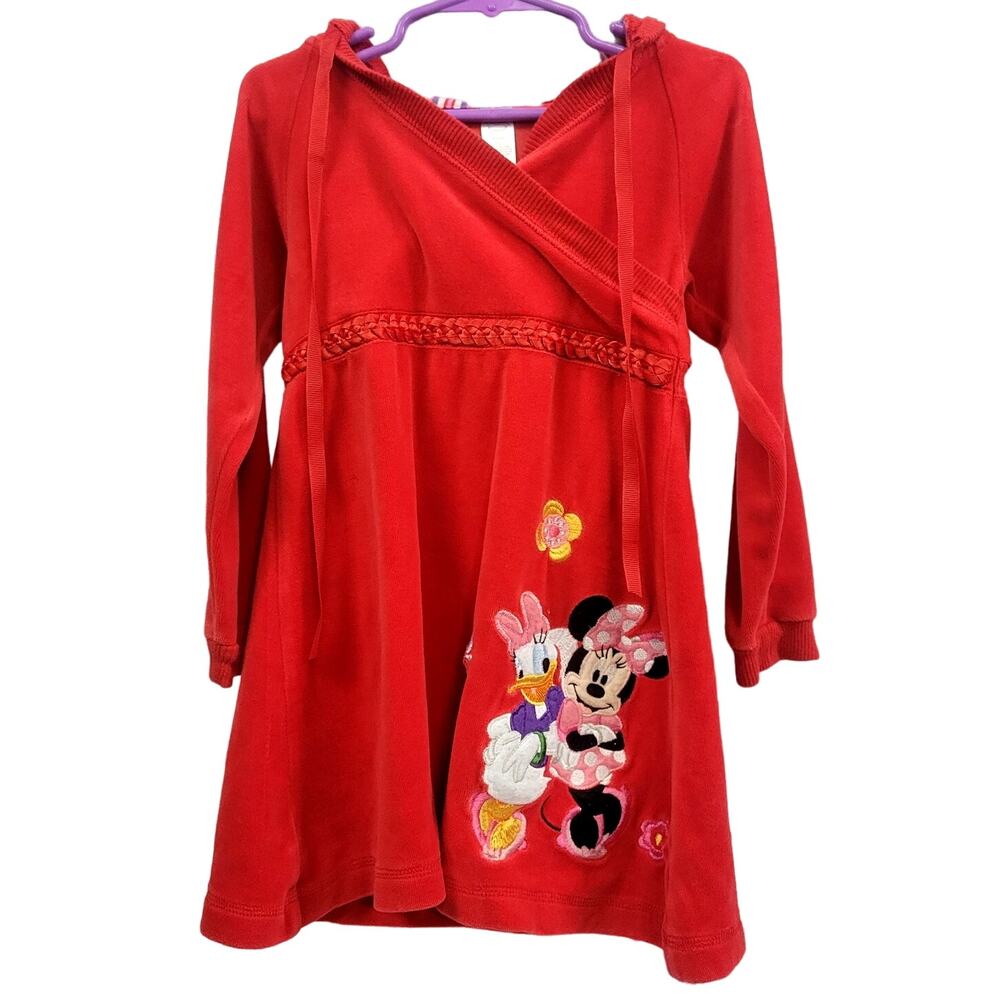 Disney Minnie Mouse and Daisy‎ Red Hooded Dress Toddler Size 3T